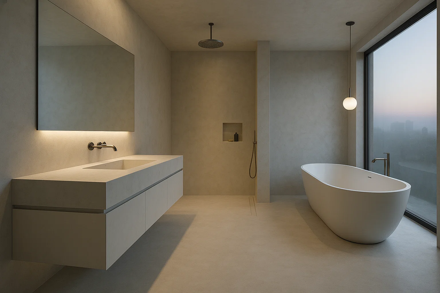 Kamar Mandi Minimalis dengan Shower dan Tanpa Sekat